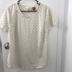 Cream and black polka dot blouse